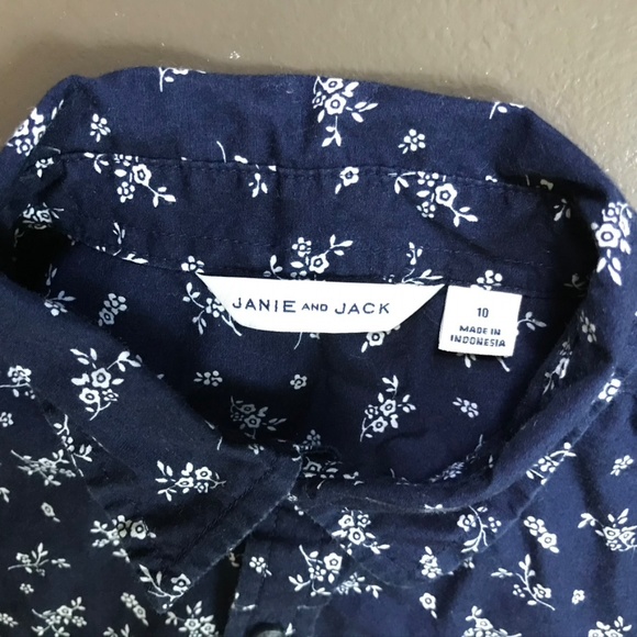 Janie and Jack Button Down Navy Floral Size 10 - Picture 8 of 9